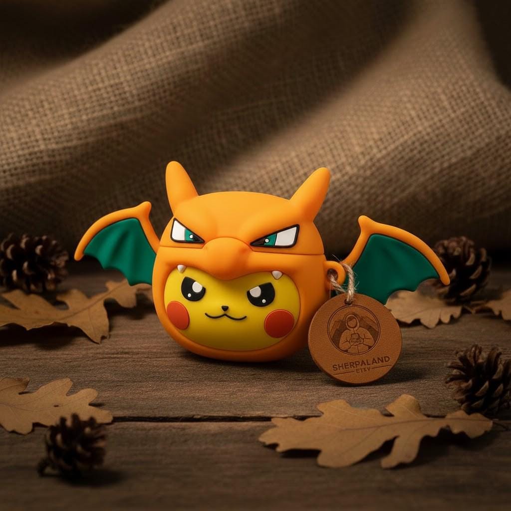 Coque AirPods Pikachu Cosplay Dracaufeu – Étui Silicone 3D & Ailes